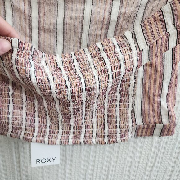 ROXY Walk To East River Halter Crop Top Striped Fitted Women's Size XL - Picture 6 of 10